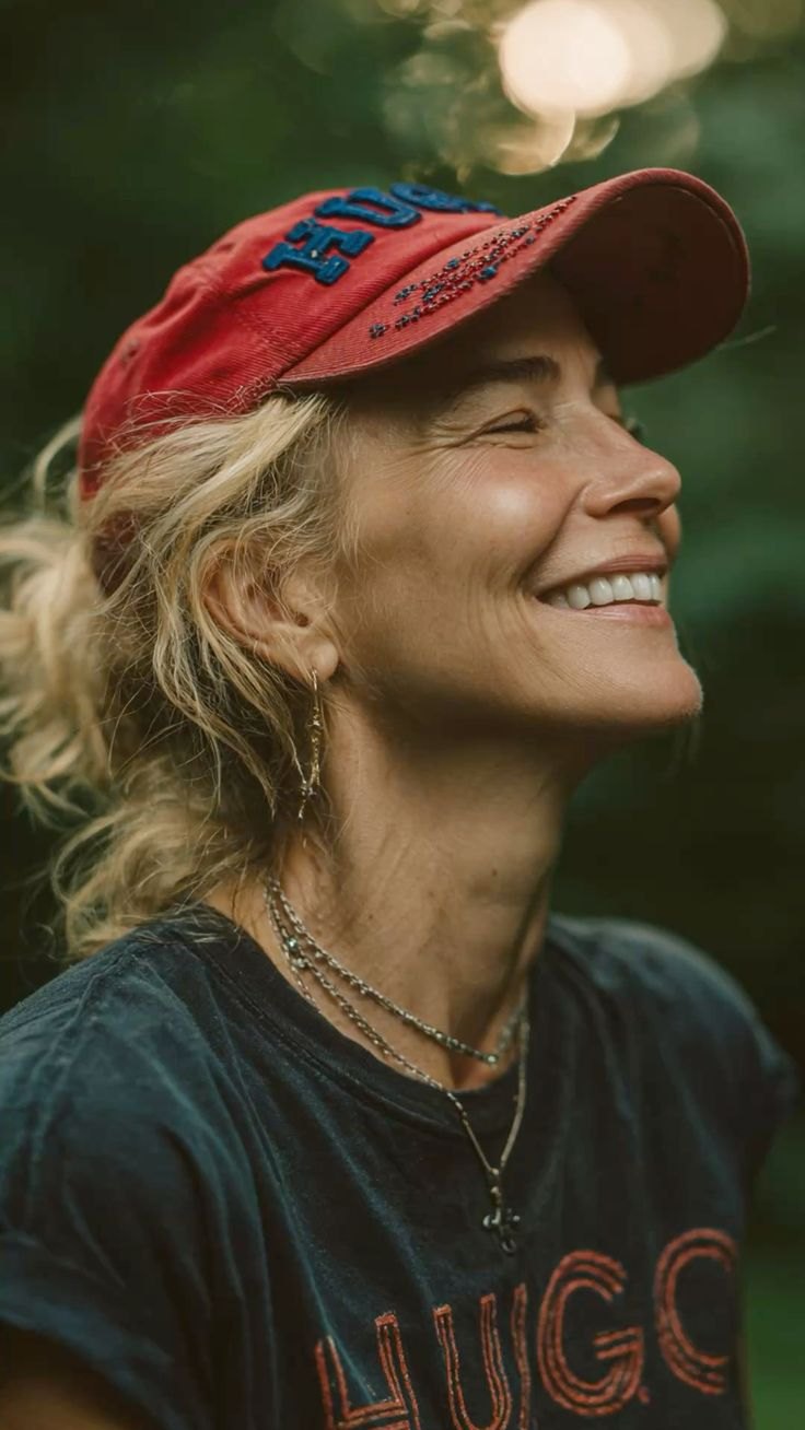 A woman outdoors, smiling